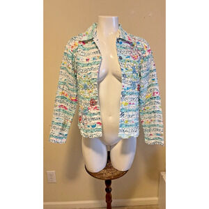 Lifestyle Petite Small Jacket Top Multicolor Beads Sequins Colorful Lightweight